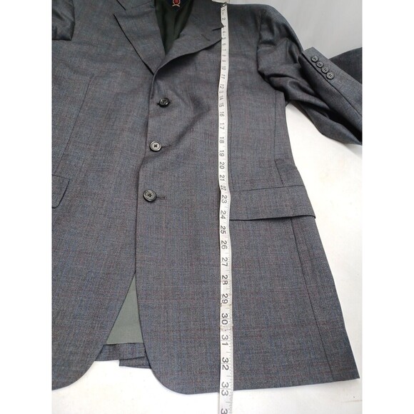 Vtg Tommy Hilfiger Windowpane Sport Coat Mens Gray 3 Button Jacket Blazer 40L - Picture 7 of 11